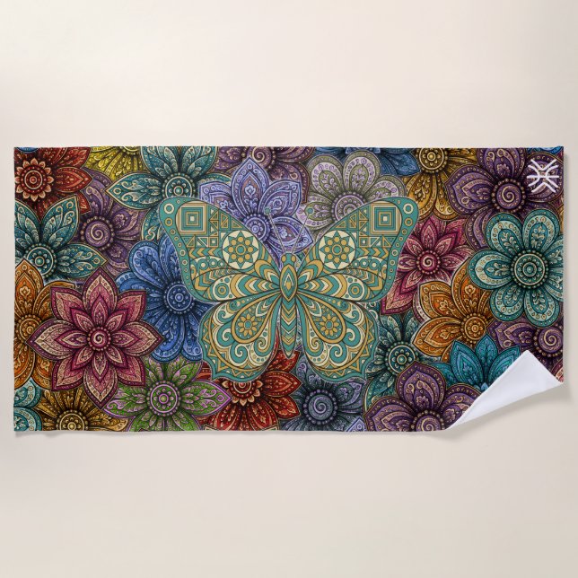 Serviette De Plage "Papillon - Succès" (Devant)