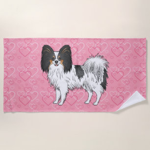 Serviette De Plage Papillon Tricolore Mignon Dessin Animé Sur Cœurs R