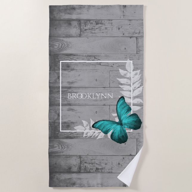 Serviette De Plage Papillon turquoise Rustic Beach Towne (Devant)