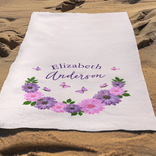 Serviette De Plage Papillons Roses et Violets
