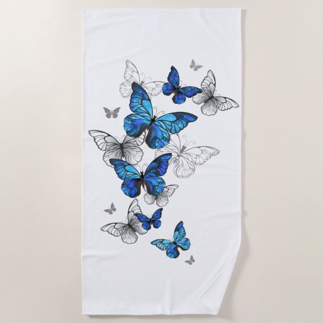 Serviette De Plage Papillons volants bleus Morpho (Devant)
