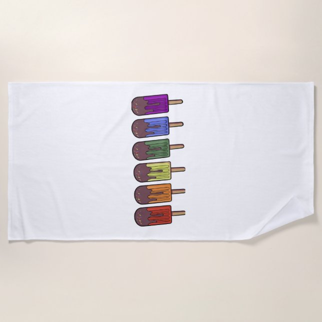 Serviette De Plage Parade de sucettes glacées arc-en-ciel (Devant)