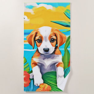 Serviette De Plage Paradis de chiot de plage vue