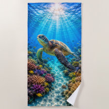 Serviette de plage Paradis de la Tortue de Mer