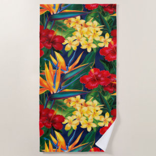 Serviette De Plage Paradis tropical Floral hawaïen