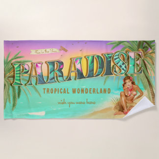 Serviette De Plage Paradise Carte Postale Style Amusant dans la servi
