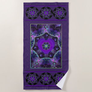 Serviette De Plage Parapluie violet & coeurs .7