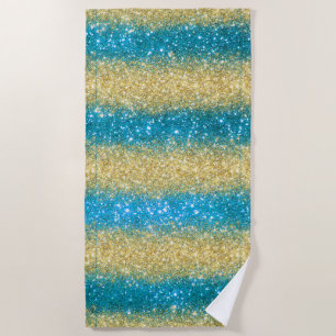 Serviette De Plage Parties scintillant Blue Gold de luxe