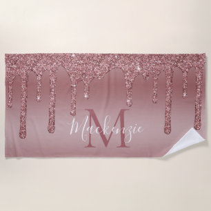 Serviette De Plage Parties scintillant de goutte d'or GlamRose Glitzy