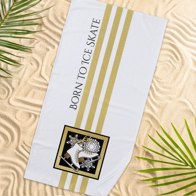 Serviette De Plage Parties scintillant d'or personnalisée Patinage su (Créateur téléchargé)