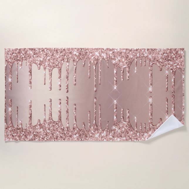 Serviette De Plage Parties scintillant rose Gold Blush Drives Beach (Devant)