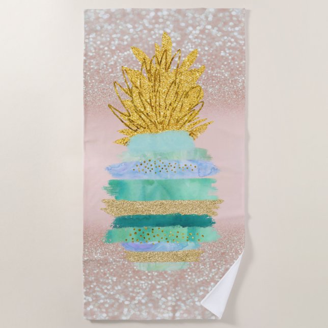Serviette De Plage Parties scintillant verte ananas Parties scintilla (Devant)