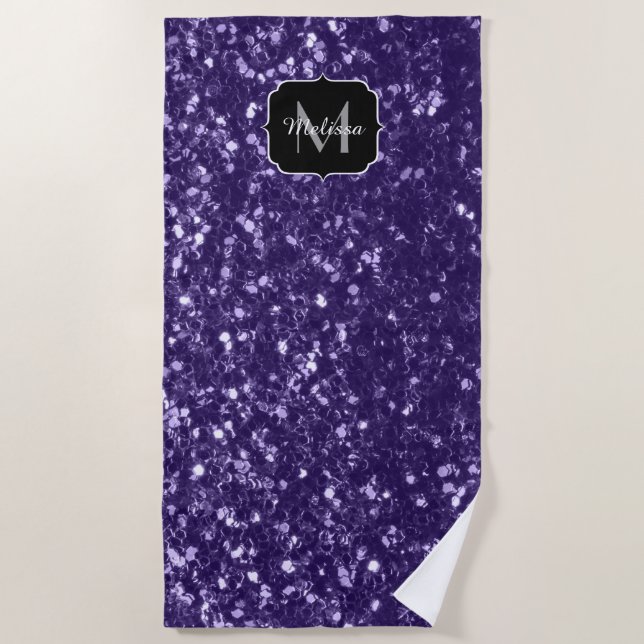 Serviette De Plage Parties scintillant violet foncé ultra violet scin (Devant)