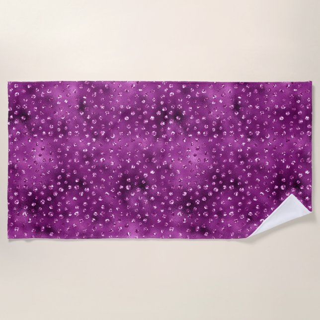 Serviette De Plage Parties scintillant violet Ombre Glam Pois Motif (Devant)