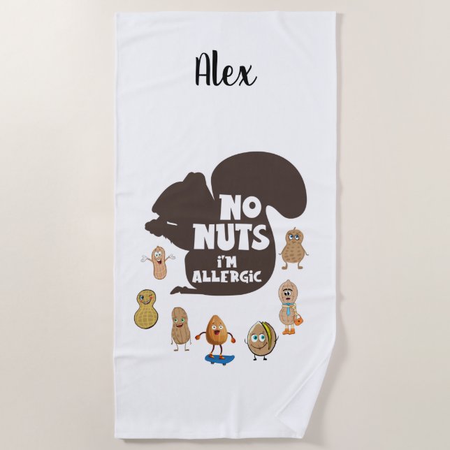 Serviette De Plage Pas de noix, je suis allergique, Sensibilisation à (Devant)