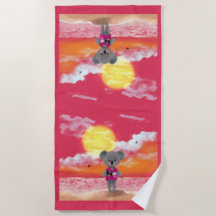 Pas de soucis Koala sur la plage du coucher du sol