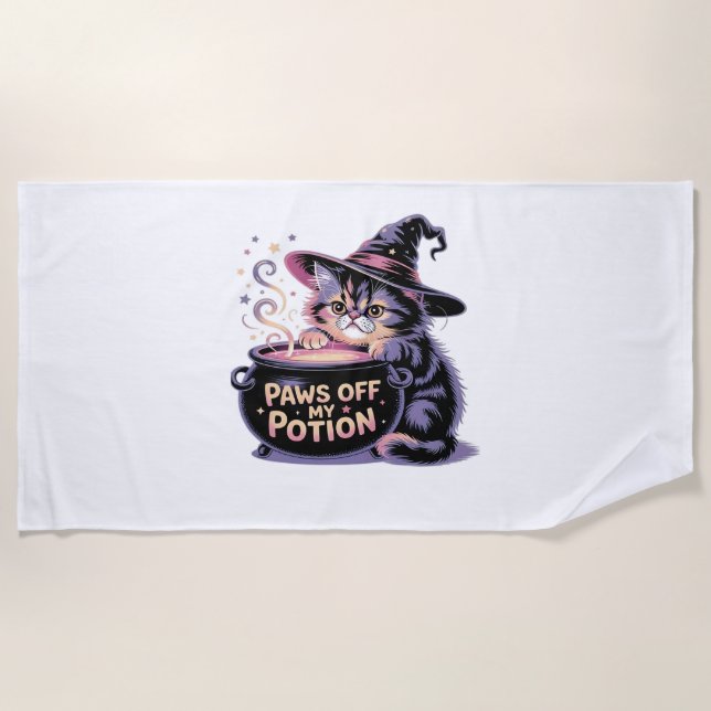 Serviette De Plage Passe De Ma Potion, Kawaii Halloween Witch Cat Cla (Devant)