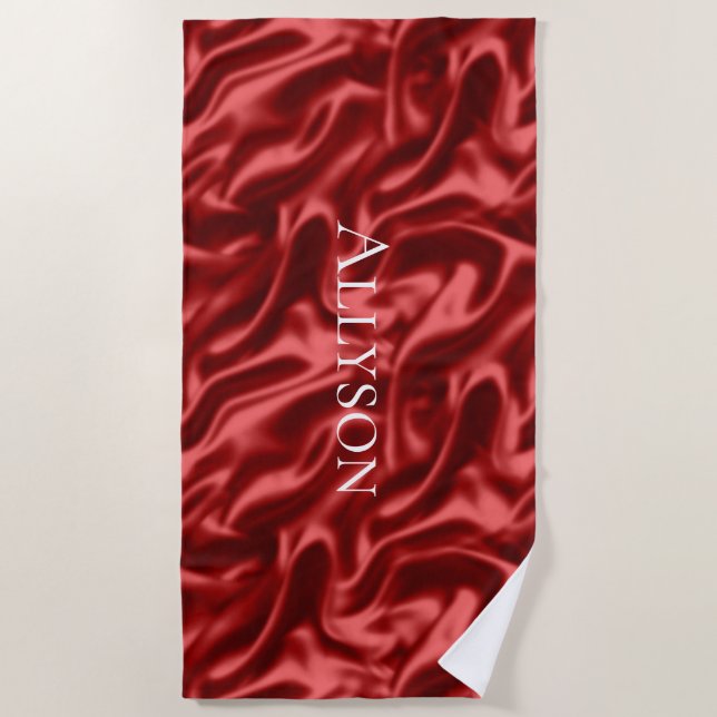 Serviette De Plage Passion Rouge Romantique Faux Satin (Devant)