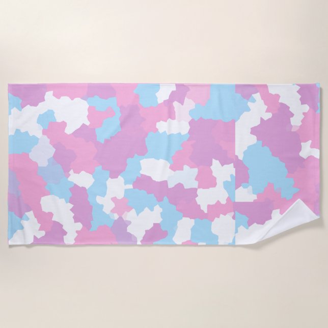 Serviette De Plage Pastel Camouflage Motif d'art Abstrait (Devant)