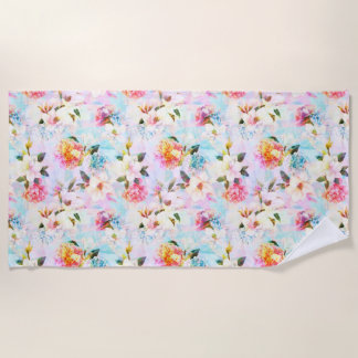 Serviette De Plage Pastel Floral Print Beach