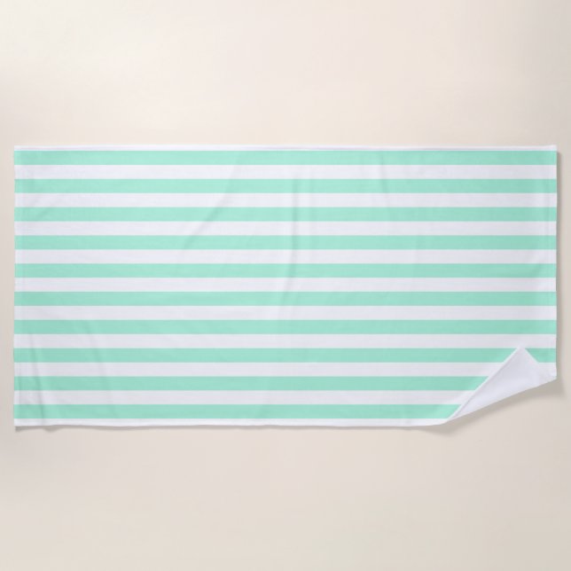 Serviette De Plage Pastel Mint Green Stripes couleur solide été (Devant)