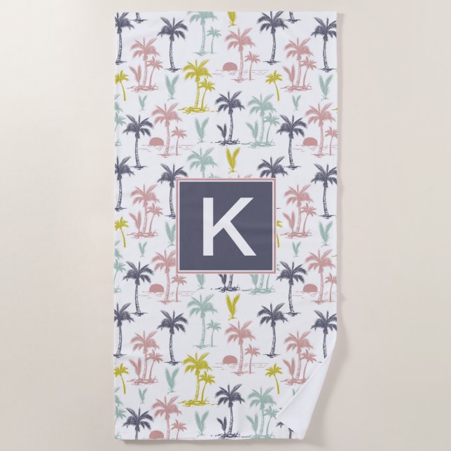 Serviette De Plage Pastel Palm Tree by the Beach Motif (Devant)