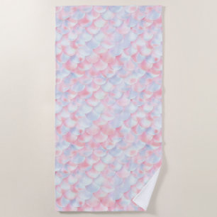 SERVIETTE DE PLAGE PASTEL PINK BLUE MERMAID BEACH TOWEL
