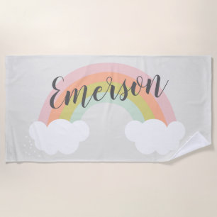 Serviette De Plage Pastel Rainbow Cloud Cute Modern Kids Beach Towne