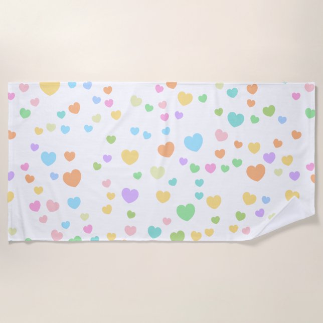 Serviette De Plage Pastel Rainbow Heart Art Motif (Devant)
