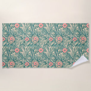 Serviette De Plage Pastel Rose & Motif de verdure botanique