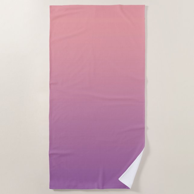 Serviette De Plage Pastel Sunset rose violet ombre dégradé (Devant)