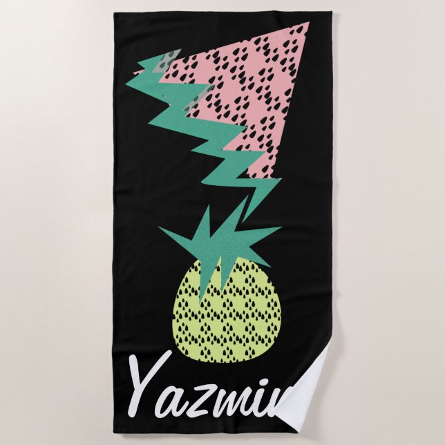 Serviette De Plage Pastèque géométrique et ananas été paillettes (Devant)