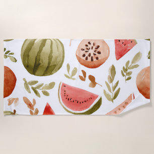 Serviette De Plage Pastèque Rose Verte Fruits Tropicaux Mignons