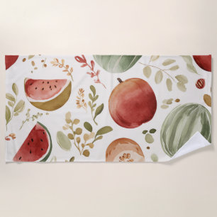 Serviette De Plage Pastèque Rose Verte Fruits Tropicaux Mignons