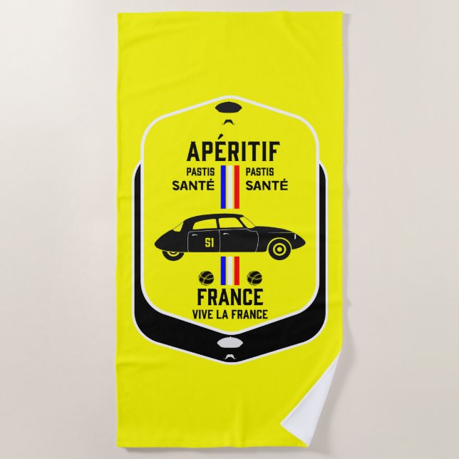 Serviette De Plage Pastis de Marseille France (Devant)