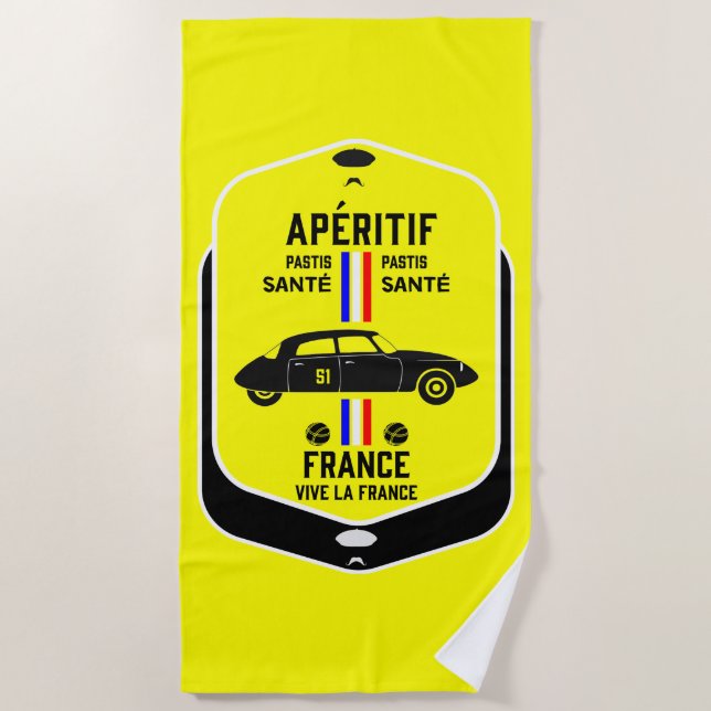 Serviette De Plage Pastis de Marseille France (Devant)