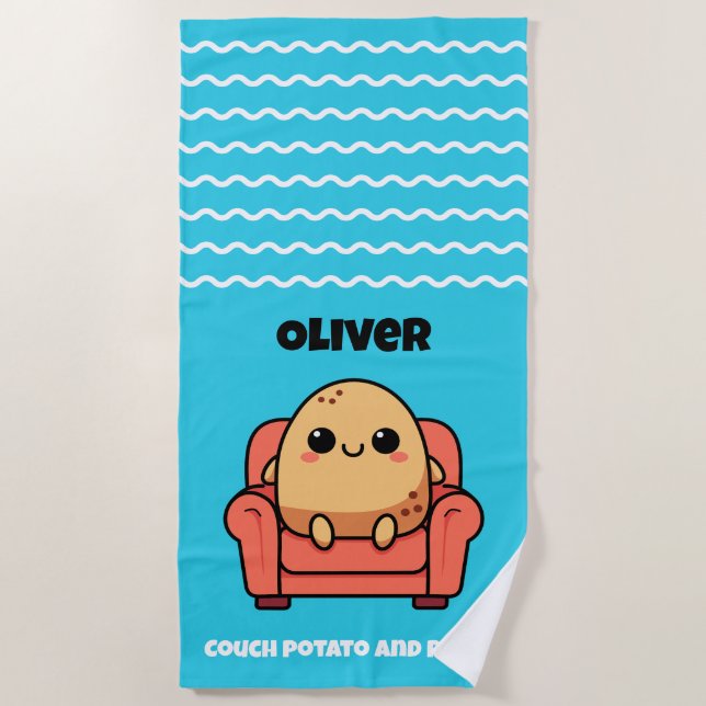 Serviette De Plage Patate de Canapé et Fière (Devant)