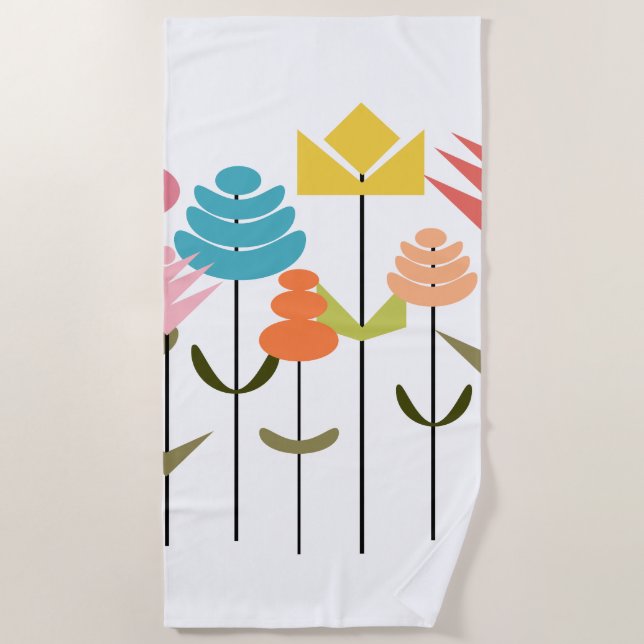 Serviette De Plage Patch de fleurs (Devant)