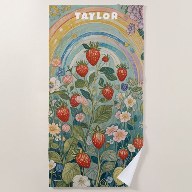 Serviette De Plage Patch de fraise lunaire (Devant)