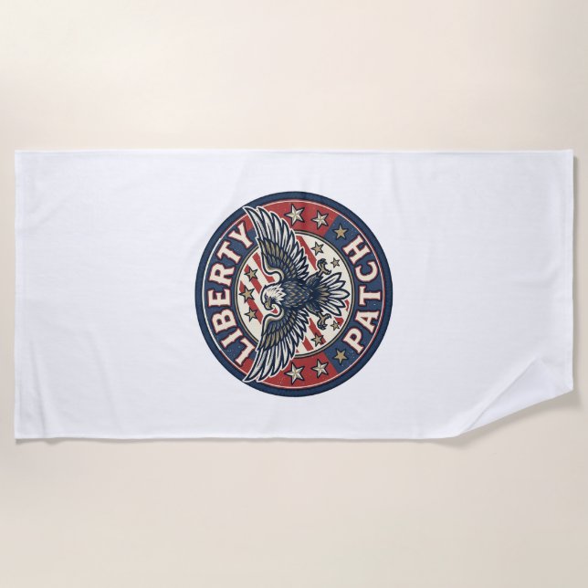 Serviette De Plage Patch de liberté Patriote Broderie (Devant)