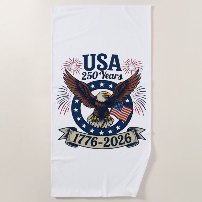 Serviette De Plage Patriotic American Eagle 250 Years 1776-2026 (Devant)