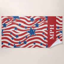 Serviette de plage patriotique avec monogramme per