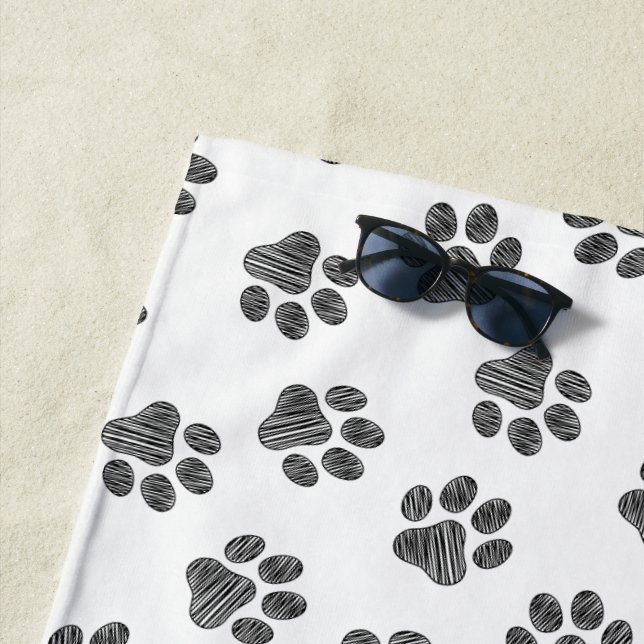 Serviette De Plage Patrouilles de Doodle, Paws de Chien, Paws Noirs (En situation)