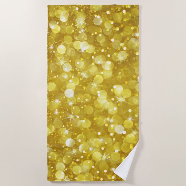 Serviette De Plage Patters de Gold Glam Bokeh (Devant)