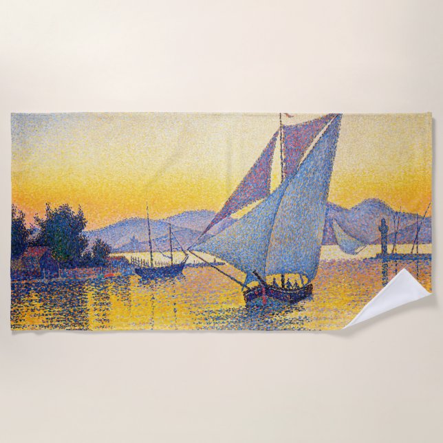 Serviette De Plage Paul Signac - Le Port au coucher du soleil, Opus 2 (Devant)