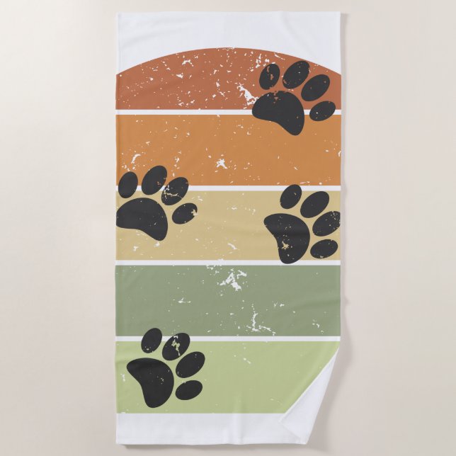 Serviette De Plage Paw Sunset Retro Perdu (Devant)