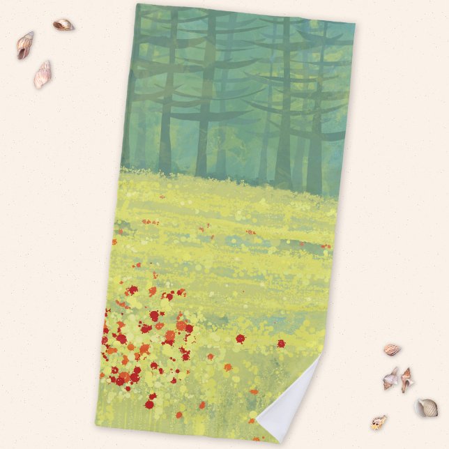 Serviette De Plage Paysage de prairie (Wildflower meadow in France art beach flower)
