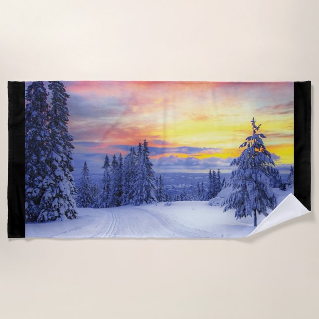 Serviette De Plage Paysage hivernal (Devant)