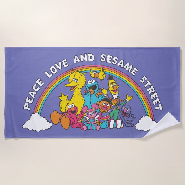 Serviette De Plage Peace, Love and Sesame Street (Devant)