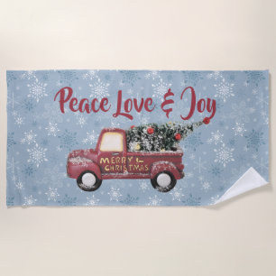 Serviette De Plage Peace Love & Joy Toy Camion Joyeux Noël